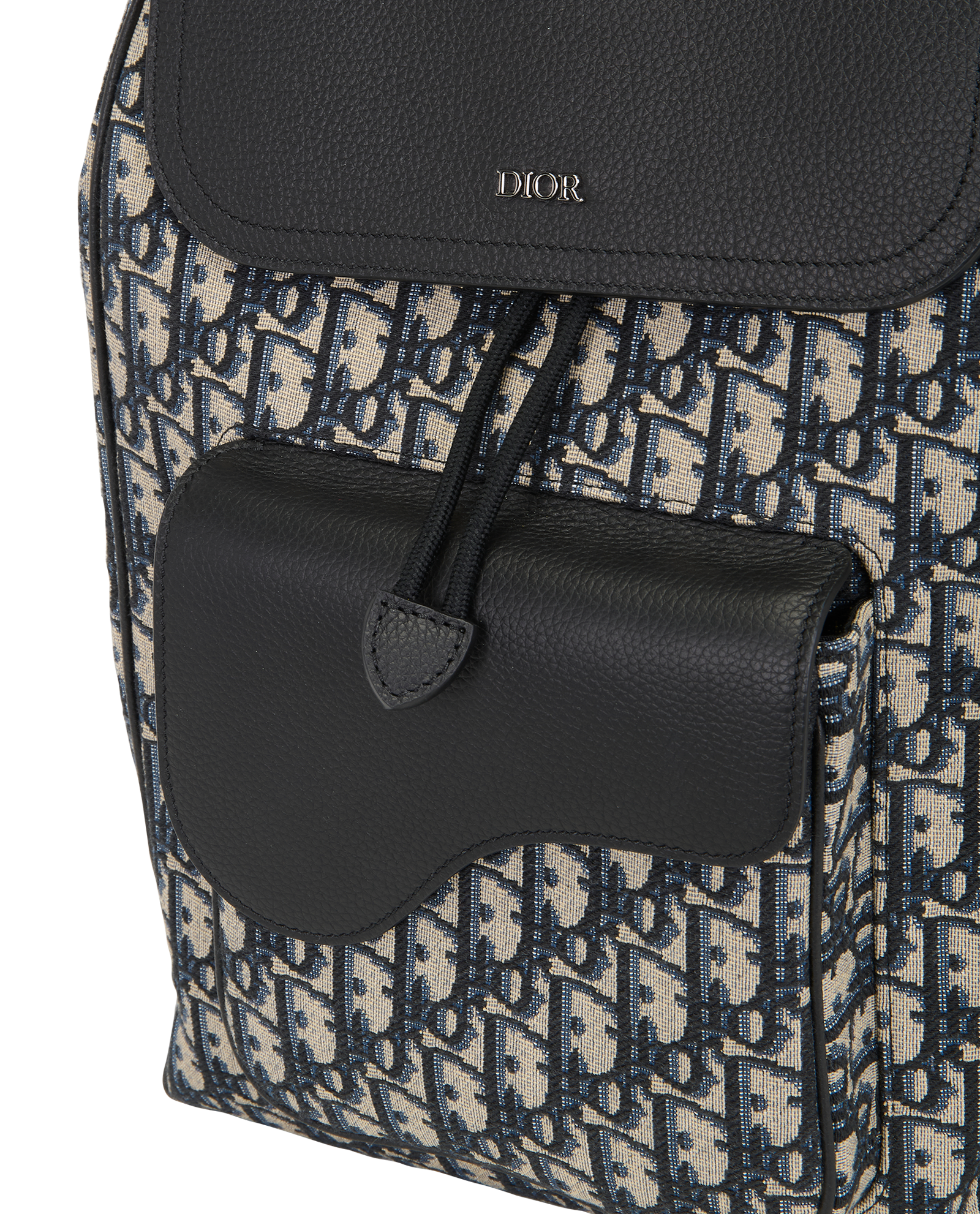 Saddle Backpack, &pound;1,800, Handbags, Navy, Canvas/Leather, Other view